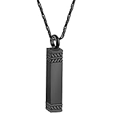 NovaMemo Urn Necklace for Men Women Cube Bar Cremation Jewelry for Ashes Keepsake Ashes Necklace Pendent with Keepsake Urn Memorial Ash Jewelry