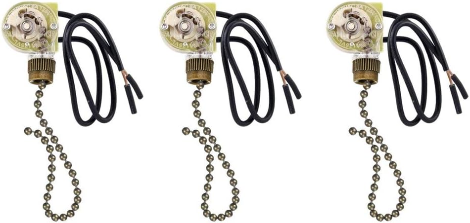 Pull Chain Switch Zing Ear ZE-109 Ceiling Fan Switch Ceiling Fan Light Lamp Replacement 3 Pack Bronze - - 