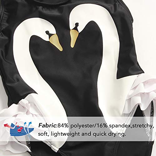 Baby Toddler Girl Unicorn Swimsuit-One Piece Swimwear Infant Sunsuits Bathing Suits (Black Swan, 3-4T)