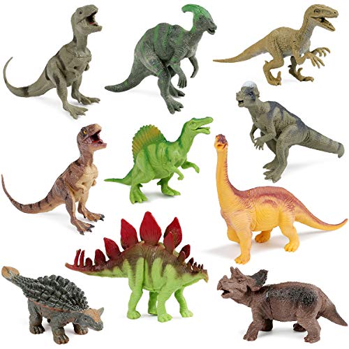 UANDME 10 PCS Realistic Dinosaurs Toy Figures Set 5" Dinosaurs Figurines Cake Toppers