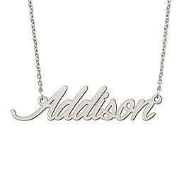 BYBWBL Addison Name Pendant Necklace Silver Color