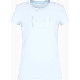 Armani Exchange Womens Limited Edition Blue Edition Crewneck Slim Fit Box Logo Tee