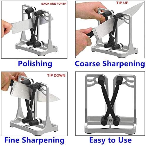 Knife Sharpener Manual Knife Sharpeners: Upgrade Made of Full Metal Bracket - Safe, Easy to Use Kitchen Tools - Image 5