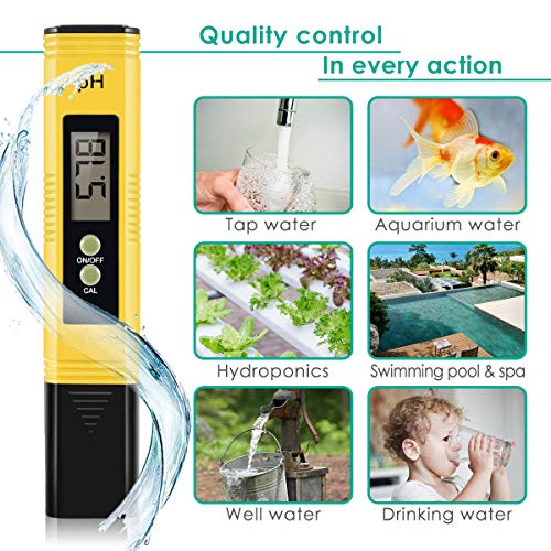 Vminno Digital PH Meter, PH Meter 0.01 PH High Accuracy Water Quality Tester with 0-14 PH Measurement Range for Household Drinking, Pool and Aquarium Water PH Tester Design with ATC - Thumbnail 2