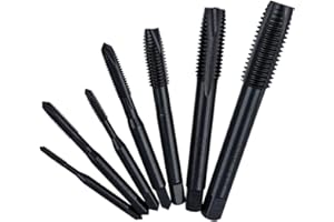Mesee 7 Pieces Nitriding Coated Spiral Pointed Taps Set High Speed Steel Metric Thread Tap M3 M4 M5 M6 M8 M10 M12 Machine Plug Screw Tap Threading Tools Kit