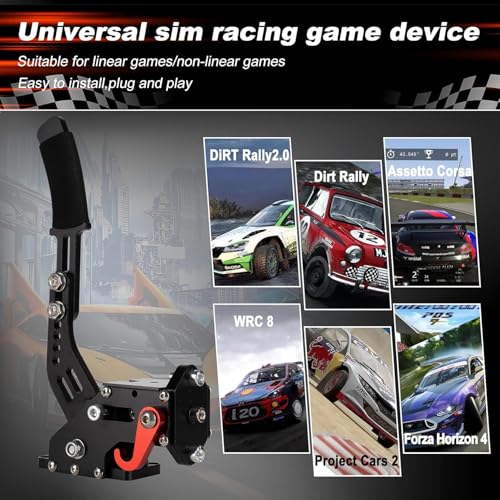 64Bit PC USB Handbrake, SIM Racing Games Handbrake for Logitech G25 G27 G29 T500 T300 FANATECOSW DIRT RALLY, 2M Nylon Cable Black