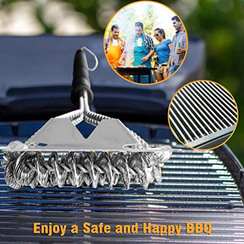 Grill Brush and Scraper Bristle Free - Faster Cleaning with 4 Helixes, Safe 18" Stainless Steel, BBQ Accessories, Easy Scrubbing for All Grill Grates & Griddles - Best Gifts for Grill Enthusiasts