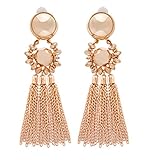 Bohemian Tassel Chandelier Dangle Earring For Women Clip On Earrings Long Drop Statement Earrings (gold)