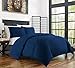Zen Bamboo Ultra Soft 3-Piece Rayon Derived From Bamboo Duvet Cover Set - Hypoallergenic and Wrinkle Resistant - Twin/Twin XL - Navy Blue