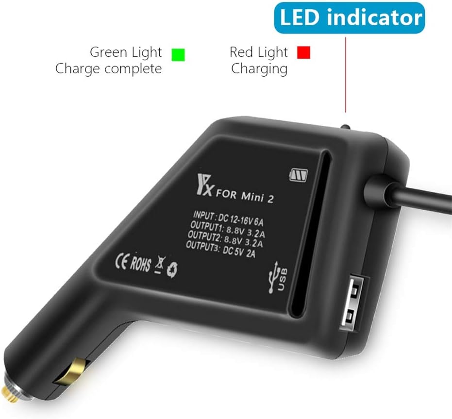 Mavic Mini 2 Multiple Rapid Battery Car Charger, 3 in 1 Drone Battery and Remote Controller for Mini 2 - Image 3