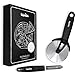 Pizza Cutter Wheel by Kitchen Hub with 3.5 Inch Stainless Steel Slicer Blade and Vegetable Peeler Set in Stylish Black Cardboard Box with Magnetic Lid Closure
