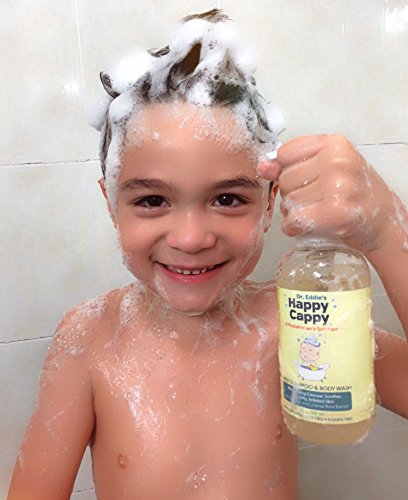 Dr. Eddie's Happy Cappy Daily Shampoo & Body Wash for Children, Soothes Dry, Itchy, Irritated, Sensitive Skin, Dermatologist Tested, Fragrance Free, Dye Free, Sulfate Free, 8 oz