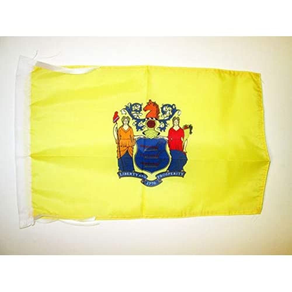 AZ FLAG - New Jersey Flag - 18'' x 12'' - 100% Polyester US state of New Jersey Small Banner with Two Cords - Fade Resistant - Vivid Colors - 18x12 in - 45x30 Cm