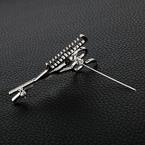 Hairdresser Scissors and Comb Pin Brooch Necklace for Jacket Men 's Suits Buckle Neckwear Decoration