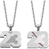 AILIN Custom Number Necklace For Athletes Stainless Steel Personalized Name Baseball Number Pendant Necklace For Men Basketball Football Chain Sport Jewelry