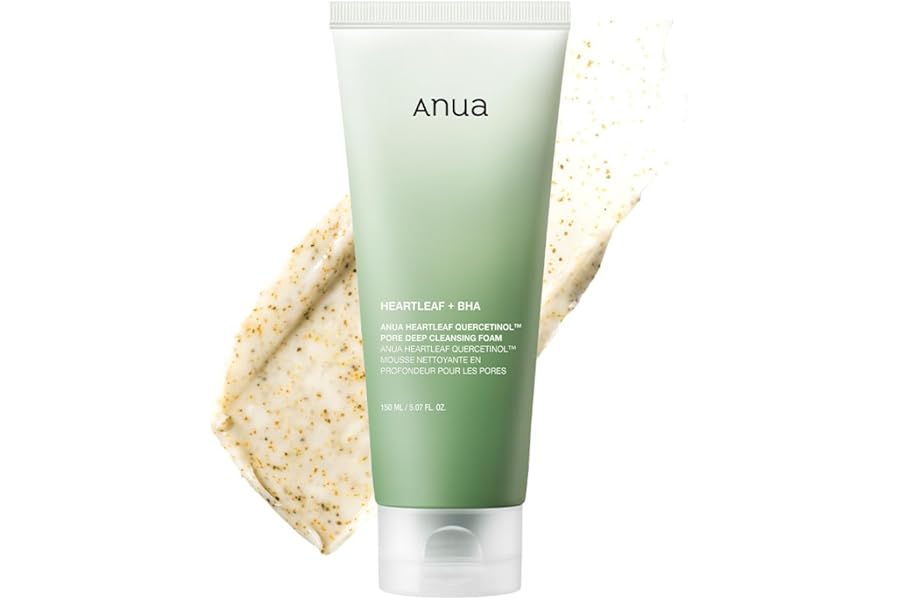 ANUA Heartleaf Quercetinol Pore Deep Cleansing Foam, Facial Cleanser, for Double Cleansing, BHA, Hyaluronic Acid, Glycerin, Face Wash, Blackhead Remover, Korean Skincare (150ml/5.07 fl.oz.)