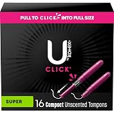 U by Kotex Click Compact Tampons, Super Absorbency, Unscented, 16 Ct (Pack of 4)