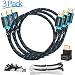 Maximm High-Speed HDMI 2.0 4K Nylon Braided Cable, 2 Feet, 3-Pack (Includes Cable Clips, Ties and Right Angle Adapter)