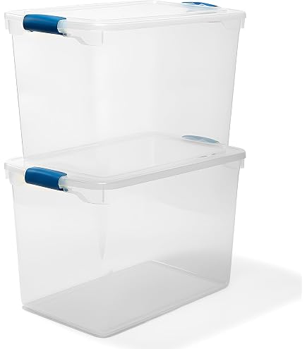 Amazon.com - Nicesh 17.5 L Plastic Large Storage Box, Clear Latch