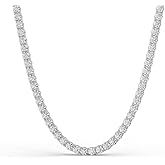 Diamond2Deal 14K White Gold Lab-Grown Diamond Tennis Straight Line Necklace 16 inch (10 Carat, E-F Color, VS1 Clarity)