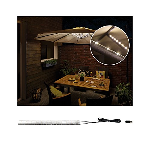 Paulmann 94208 Outdoor Mobile Parasol-lighting IP44 3000K 4x0,4m Sonnenschirmleuchte Dekoleuchte Lichtbänder LED Stripes 94208