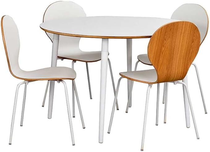 Pharao24 Esszimmergruppe mit rundem Tisch Weiß: Amazon.de: Küche & Haushalt