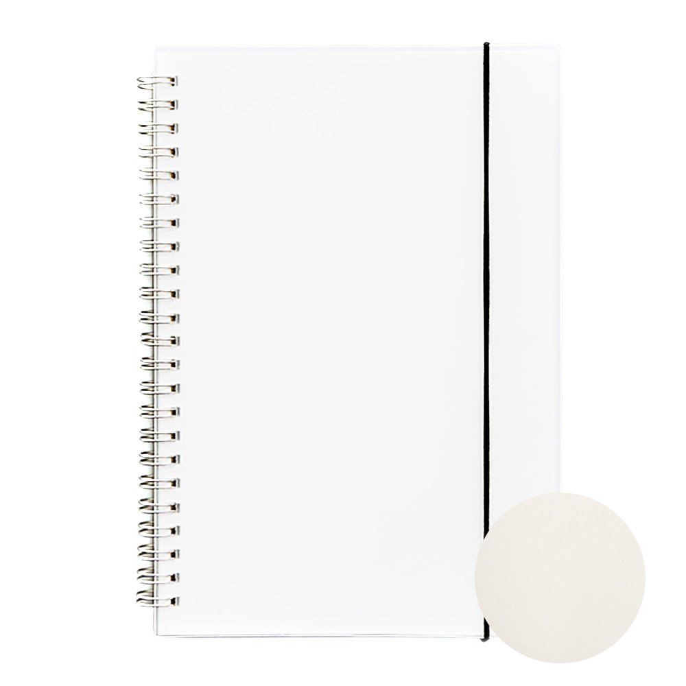 Ya Jin A5 Matte PP Cover Silver Double Coil Ring Spiral Notebook Diary Blank Dot Grid Line Inside Paper, Transparent-Blank