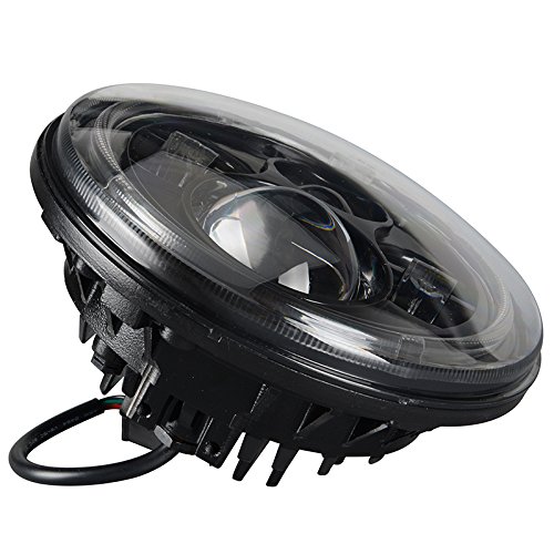 Eagle Lights 7" Round 8700 Black Harley Daymaker LED Headlight with Matching Black Passing Lamps, Adapter Ring and Free T-Shirt