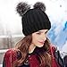 Arctic Paw Women's Black Beanie for Winter Chunky Knit Pompom Ski Snowboard Beanie Hat