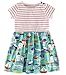 Fiream Girls' Casual Short-Sleeved Striped T-shirt Dress(Red,3T)