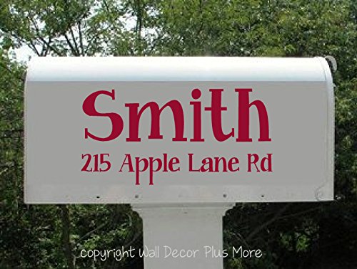 Personalized Mailbox Decal Stickers, Vinyl Letters, Set of 2 Name, House Number and Street Name, (Basic (12x6))