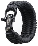 The Friendly Swede XXL Trilobite Extra Beefy Paracord Survival Bracelet with Stainless Steel Black Bow Shackle, Adjustable Size Fits 8.5