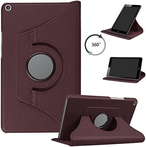 Case for Huawei MediaPad T3 8 inch Tablet, 360 Degree Rotating Hard Cover Stand PU Leather Protective Covers for Huawei MediaPad T3 8.0 inch KOB-W09 KOB-L09 Tablet - Brown