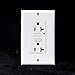 TOPELE 20Amp GFCI Outlet, 125 Volt Weather-Resistant Receptacle, Indicator with LED Light, Nylon Wall Plate and Screws Included, White