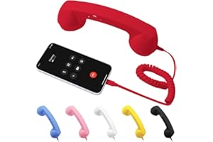 GENERIC Retro Phone Handset, Type-C Telephone Style Landline Handle Receiver, Vintage Telephone to Landline Adapter, Connect to Cell Phones, with Answer Button, Microphone Speaker (red)