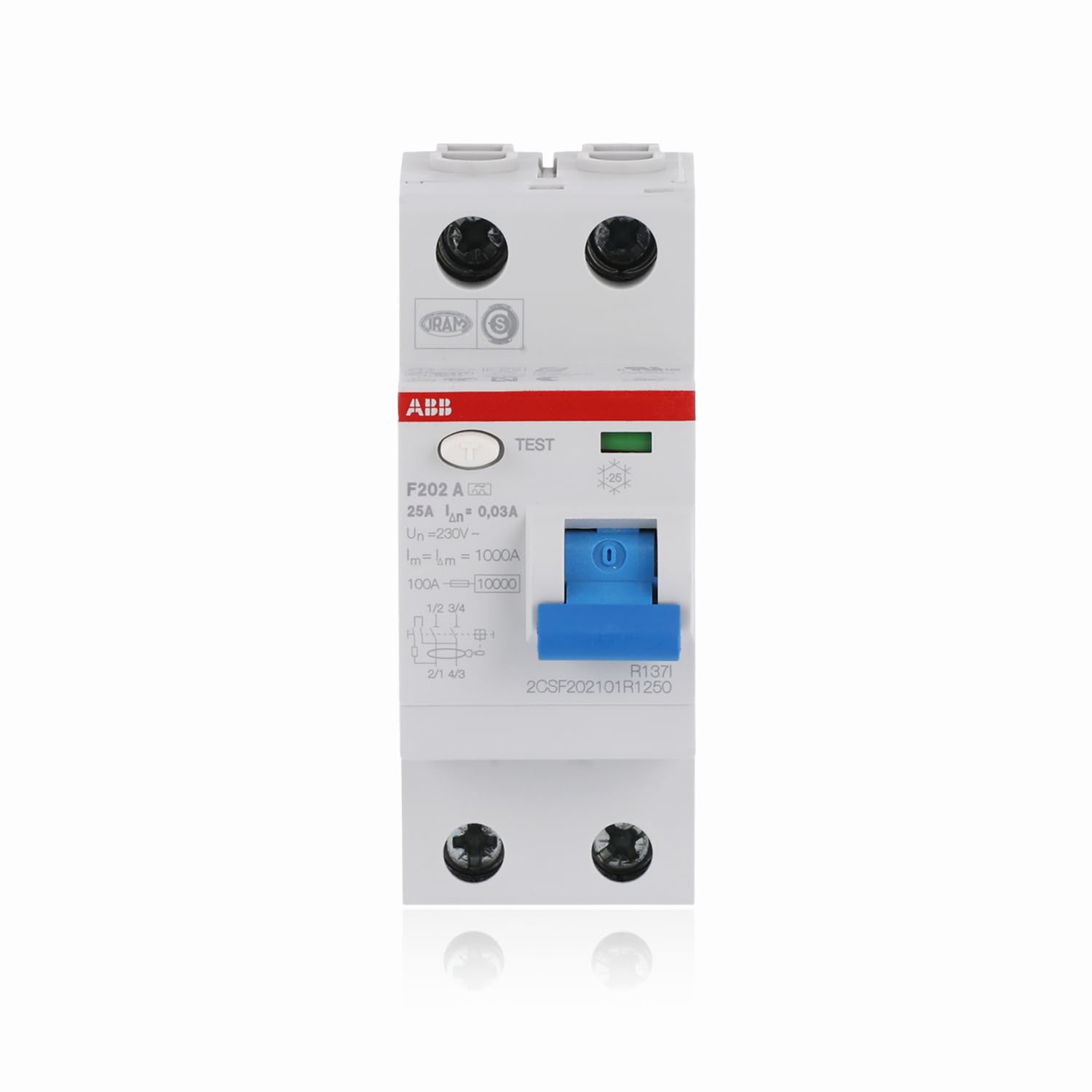 FI Circuit Breaker 2-pin Type A, "F202A" 25 A, 0.03 A