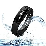 URBST Fitness Tracker,Wireless Smart Activity Trackers Wristband Blood Pressure Heart Rate Monitor Sport Bracelet Pedometer Watch-BLACK