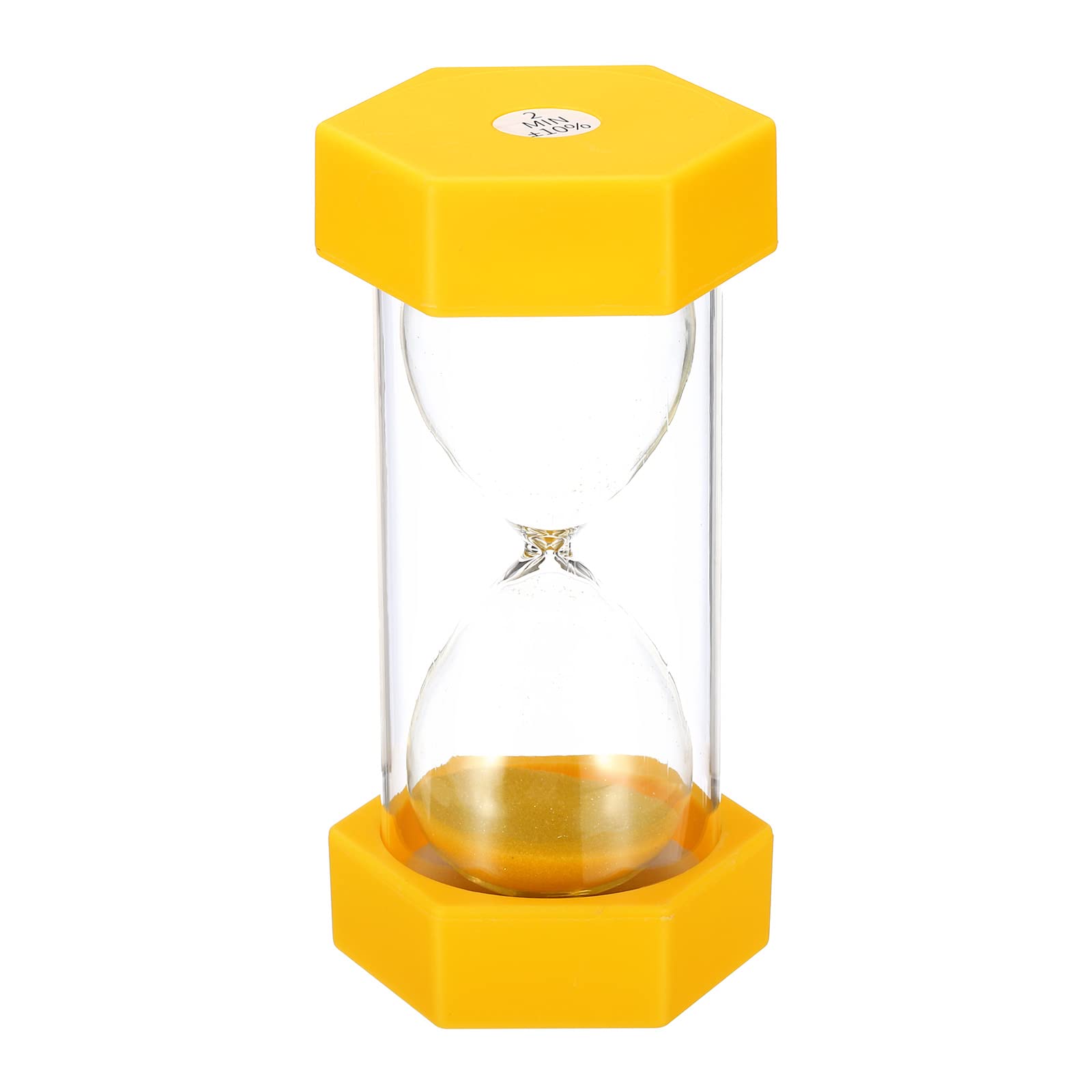 PATIKIL 2 Minute Sand Timer, Hexagon Small Sandy Clock with Plastic Cover, Count Down Sand Glass for Games, Kitchen, Party Favors DIY Decoration, Yellow