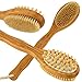 Scheam Bamboo Bath Brush for Back Scrubber with Long Handle and Scrubbing Exfoliating Gloves