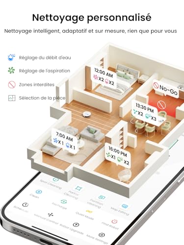 Lefant M2 Pro Robot Vacuum Cleaner with Mapping, dToF Laser Navigation, Suction Power 6000Pa, Automatic Dump Station, PSD Navigation, Custom Cleaning, App/WiFi/Alexa