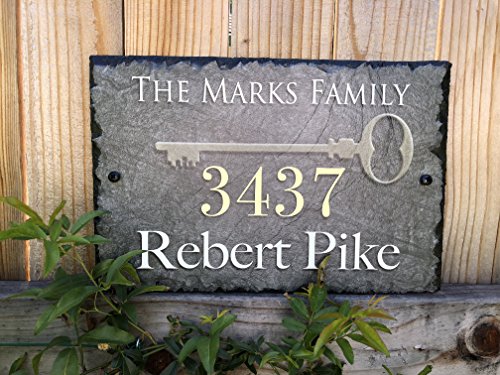 Sassy Squirrel Beautifully Handcrafted and Customizable Slate Home Address Plaque (12"x8" or 16"x10") Personalized House Sign with and mounting Hardware. Improve The Curb Appeal of Your Property