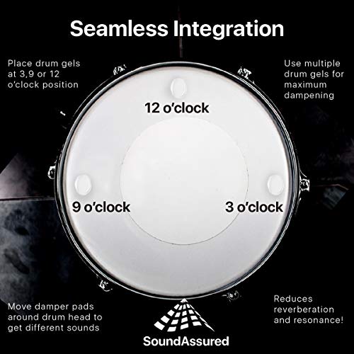 Flexzion Drum Gel Pads, 12 Pieces Clear Snare Drum Gum Dampener Resonance Pads, Overtone Control