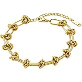 Solza Gold Chain Bracelet for Women – Adjustable Stainless Steel Heart Link Bracelet, Gold-Tone Non-Tarnish Fashion Jewelry