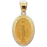 Cross+Crown Premium 14K Yellow Gold Virgin Mary Medal for Women & Men, Durable Double-Bonded 14K Yellow Gold Virgin Mary Pendant for Necklace, Women & Mens Gold Virgin Mary Medal with Premium Jewelry Box, Handcrafted Religious Jewelry in the USA