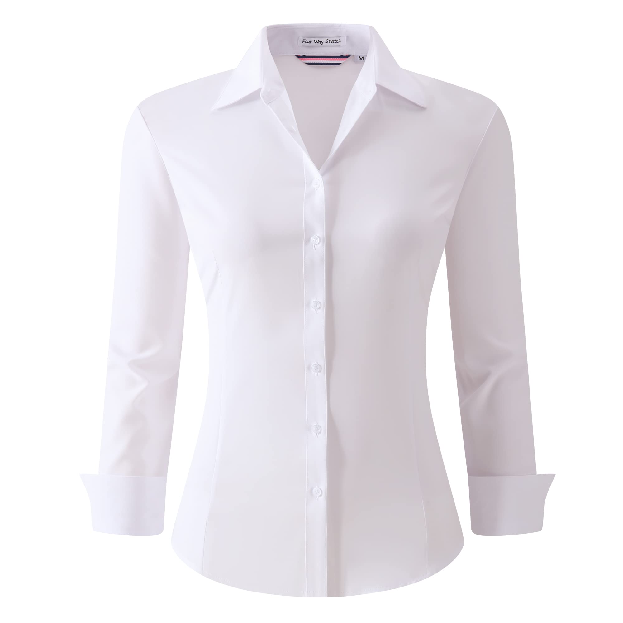 Photo 1 of Alex Vando Womens Dress Shirts Wrinkle Free Regular Fit Long Sleeve Stretch Work Shirt,Solid White,S