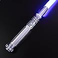 Dueling Light Saber, Motion Control Lightsabers for Adults,Smooth Swing Light Saber with 10 Sound Fonts,RGB 12 Colors Changeable, Metal Hilt for Halloween Cosplay Party,Birthday Gift, Grey,S9