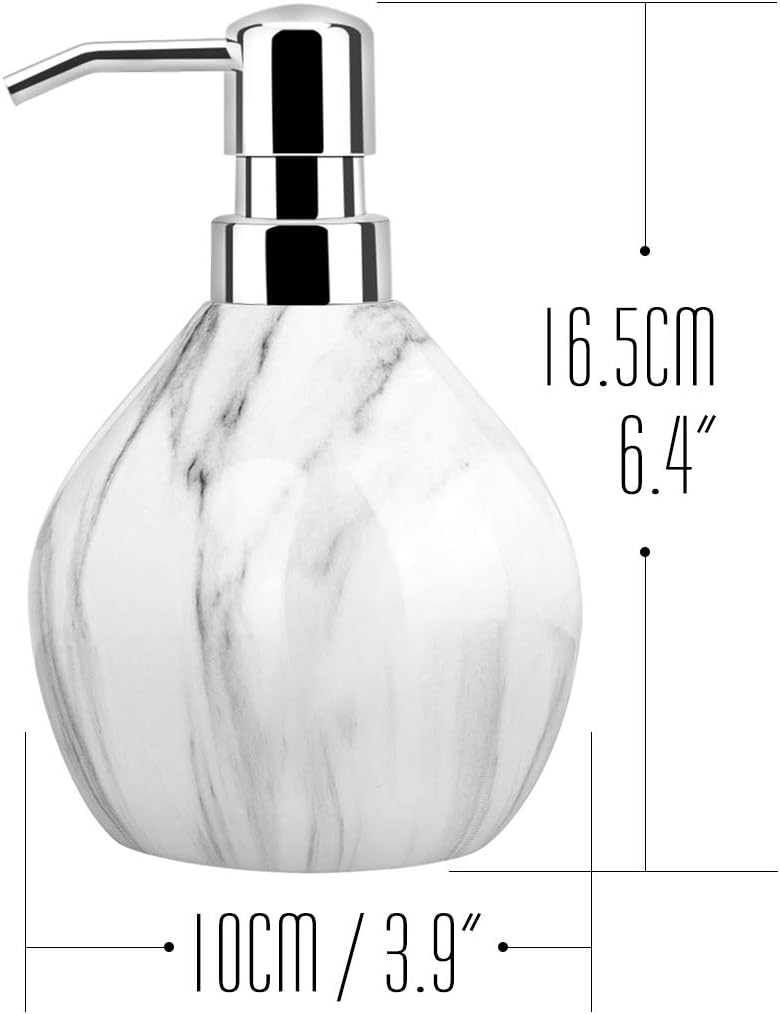 Luxspire Hand Soap Dispenser, 15.2 oz Countertop Hand Lotion Pump Bottles, Lotion Container, Refillable Liquid Hand Soap Jar, Resin Shower Dispensers for Bathroom, Kitchen - White Marble: Home & Kitchen