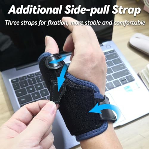 LBOYLOVE® 2 in 1 Thumb Brace, Removable Thumb Spica Splint Left Right Hand with 3 Level Stability, Reversible Thumb Support for CMC, Trigger Thumb (Blue)