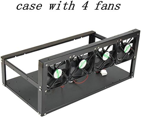 Sentinel 6 GPU Mining Case, Stackable Mining Case Rig Open Air Frame For ETH/ETC/ ZCash (With 4 Fans)