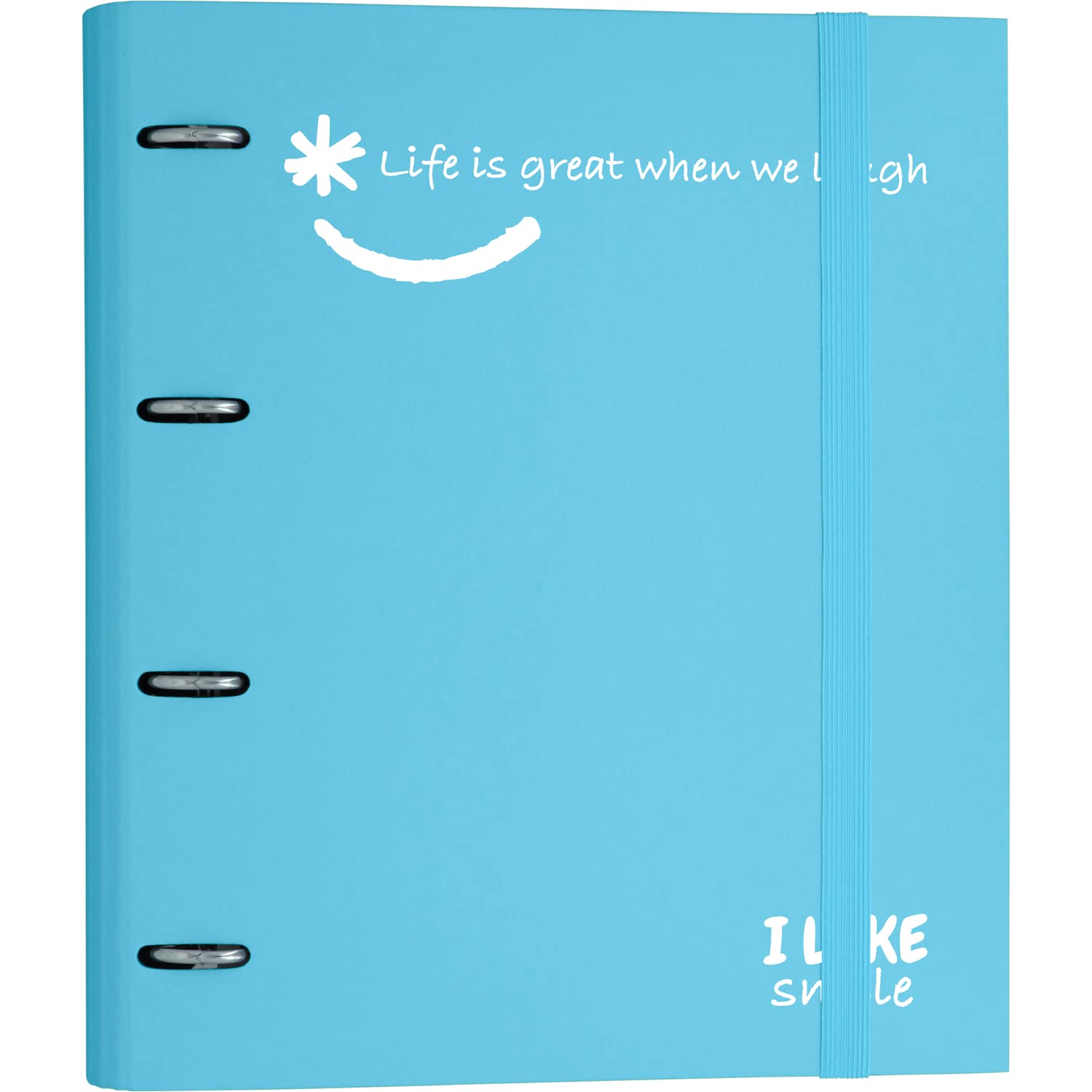 Grafoplás 88101333. 4 Ring Binder Die Cut with Refill, A4, Sky Blue, FSC Paper Lined Cardboard, Including Separators, Carpebook Like Smile